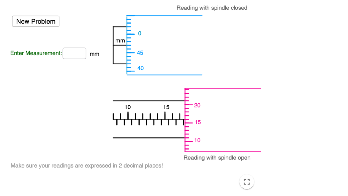 Micrometer Screw Gauge - Self-Practice GeoGebra Applet interactive preview