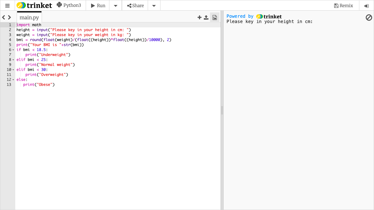 Teaching Python interactive preview