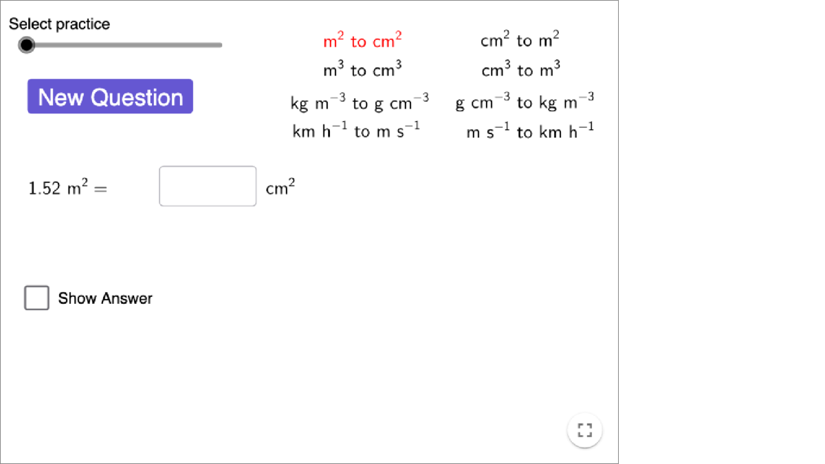 Unit Conversion Self-Practice interactive preview