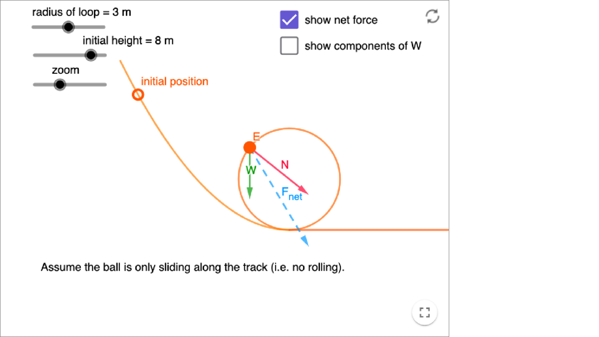 Vertical Non-Uniform Circular Motion interactive preview